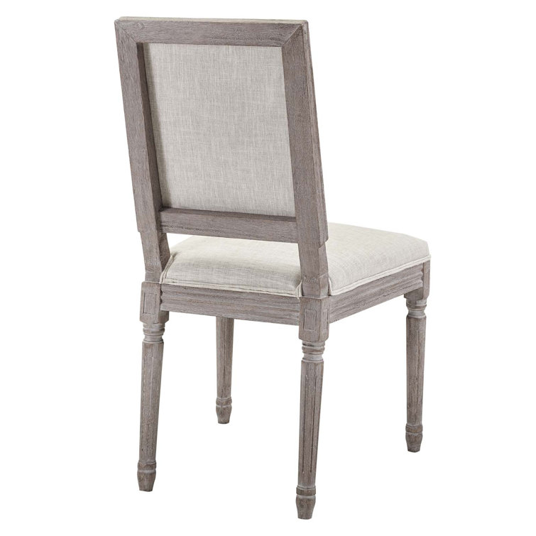 Vintage French Beige Upholstered Wood Side Chair Set