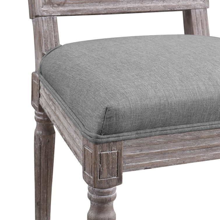 Elegant Light Gray Upholstered Wood Side Chair with Fluted Frame