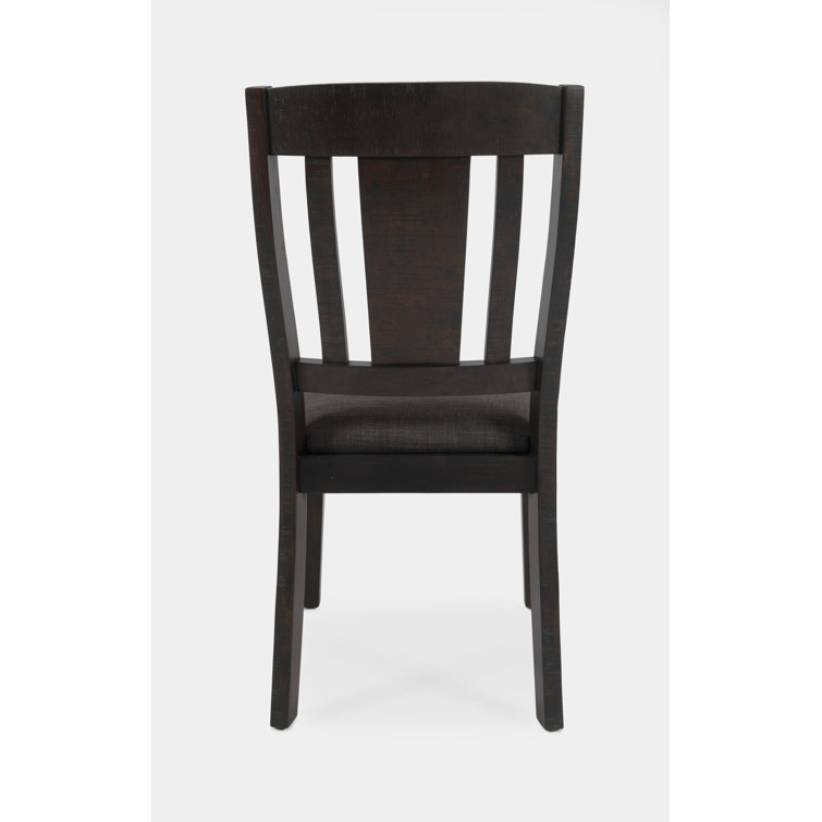 Brown Upholstered Slatback Dining Chairs with Nailhead Trim, Set of 2