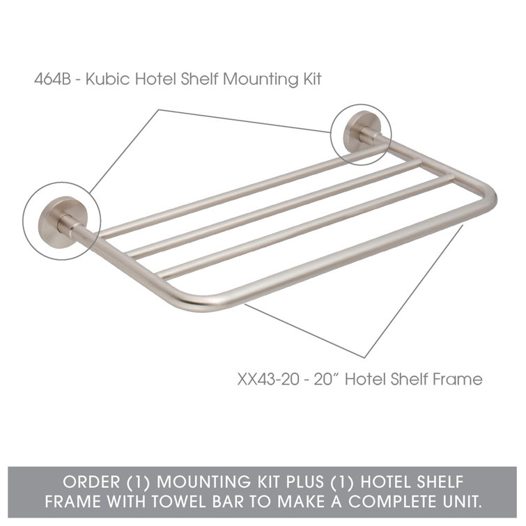 Kubic Satin Nickel Solid Brass Hotel Shelf Mounting Kit