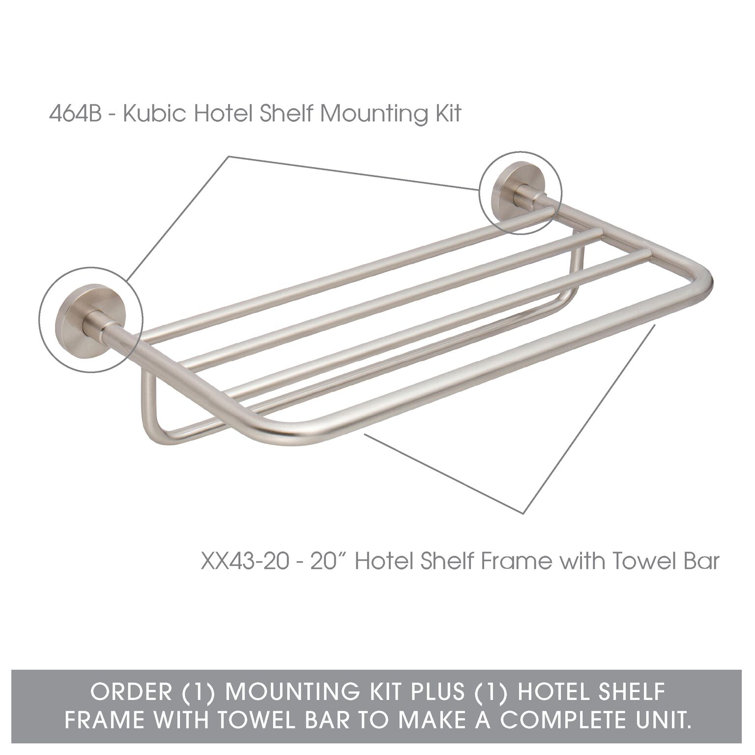 Kubic Satin Nickel Solid Brass Hotel Shelf Mounting Kit