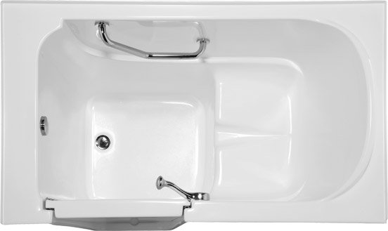 52'' x 30'' White Fiberglass Walk-In Soaking Tub