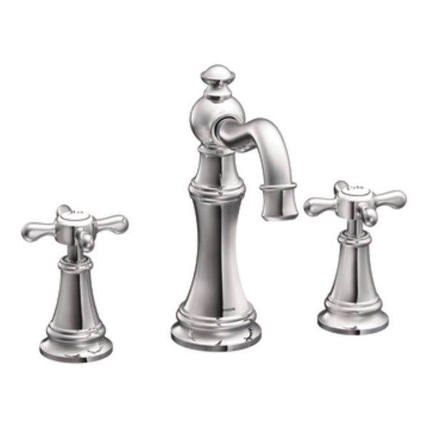 Polished Nickel Widespread Bathroom Faucet with Drain Assembly