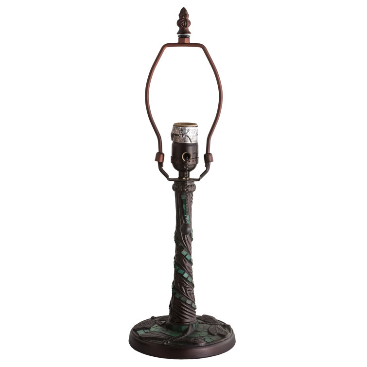 Green and Orange Stained Glass Dragonfly Table Lamp