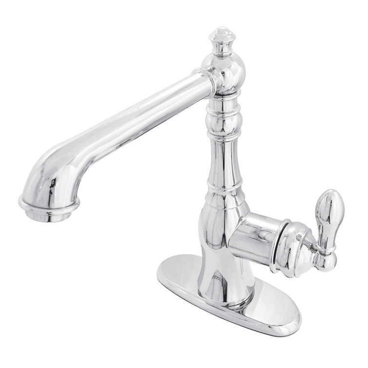 Polished Chrome Victorian Single-Handle Bathroom Faucet with Deck Plate
