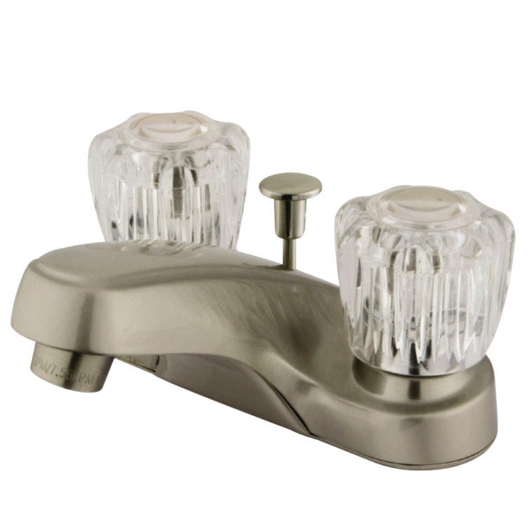 Brushed Nickel Two-Handle 4" Centerset Bathroom Faucet with Brass Construction