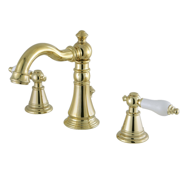 Antique Brass Widespread Bathroom Faucet with Dual Lever Handles