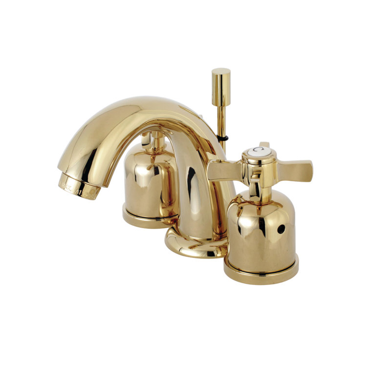 Polished Brass Modern Widespread Bathroom Faucet with Drain Assembly