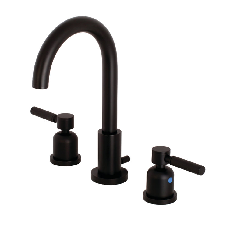 Kaiser Matte Black Widespread Bathroom Faucet with Brass Pop-Up