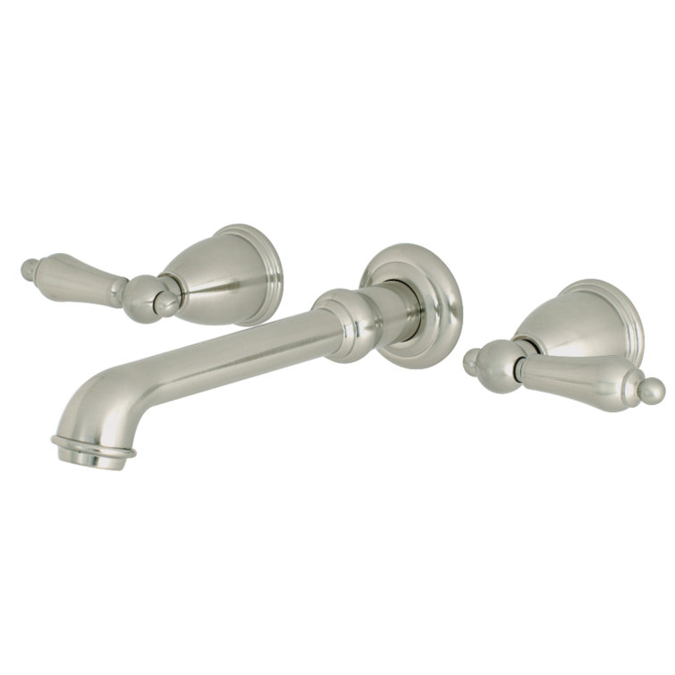 Brushed Nickel Two-Handle Wall Mount Bathroom Faucet