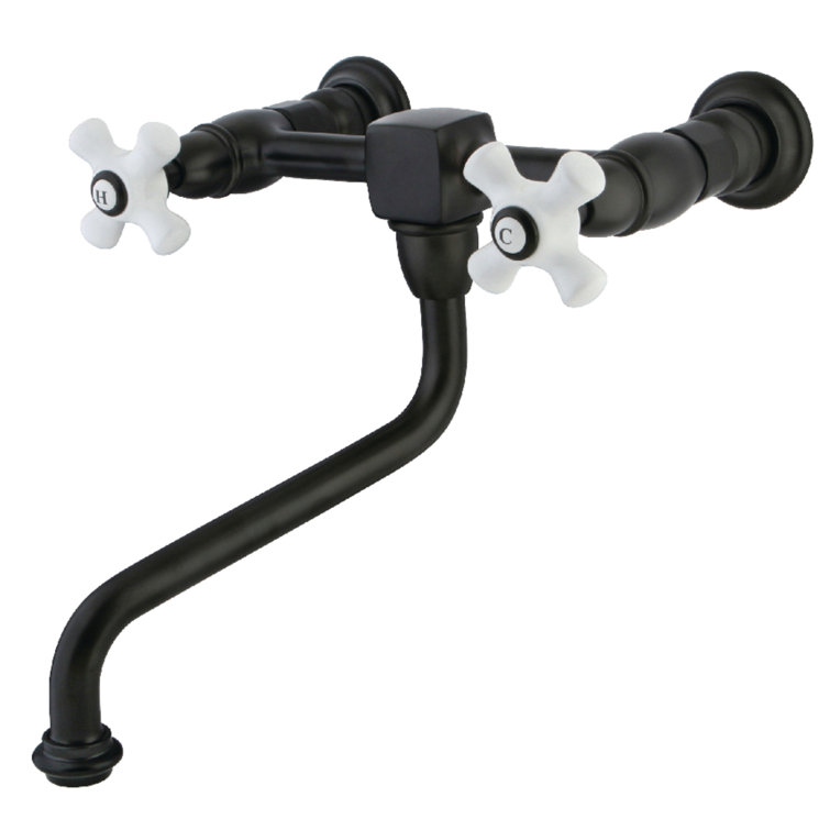 Heritage Elegance Polished Brass 8" Wall Mount Bathroom Faucet