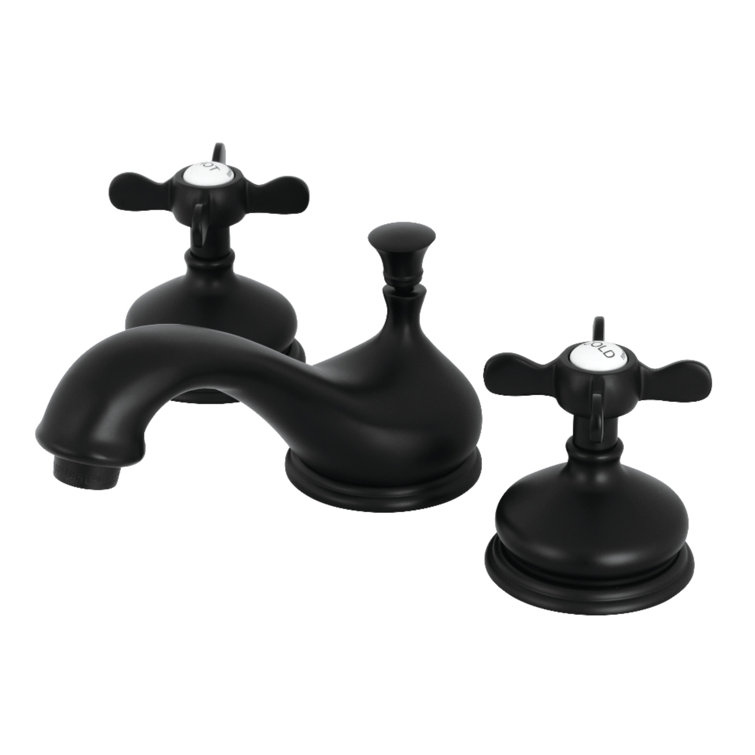 Essex 8-inch Matte Black Brass Wide Bathroom Faucet with Drain