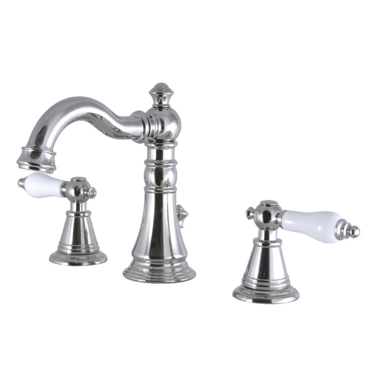 Polished Nickel Traditional Widespread Bathroom Faucet with Drain