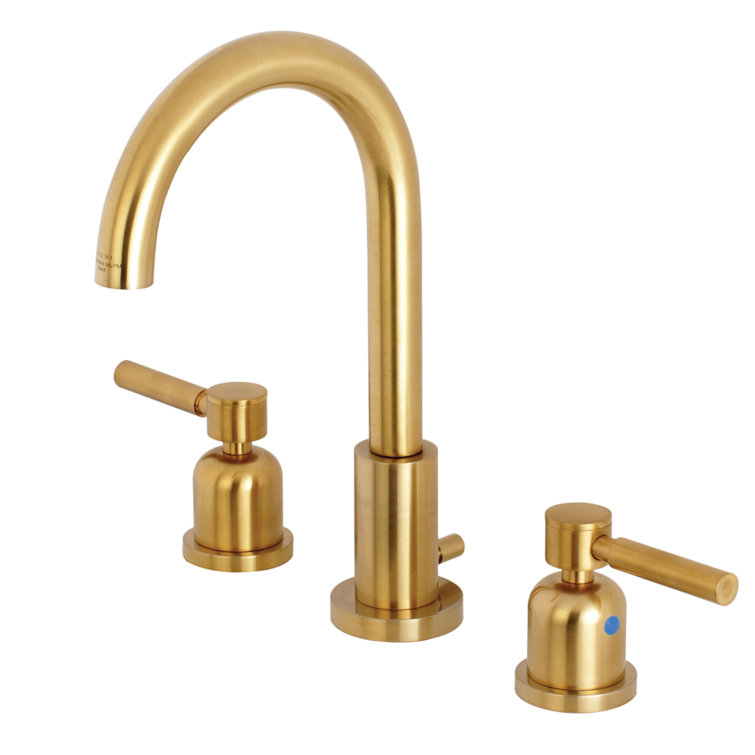 Brushed Brass Widespread Bathroom Faucet with Pop-Up Drain