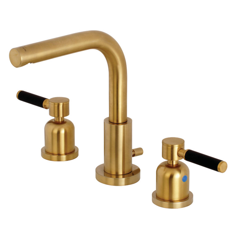 Kaiser 8-Inch Brushed Brass Widespread Bathroom Faucet with Modern Flair