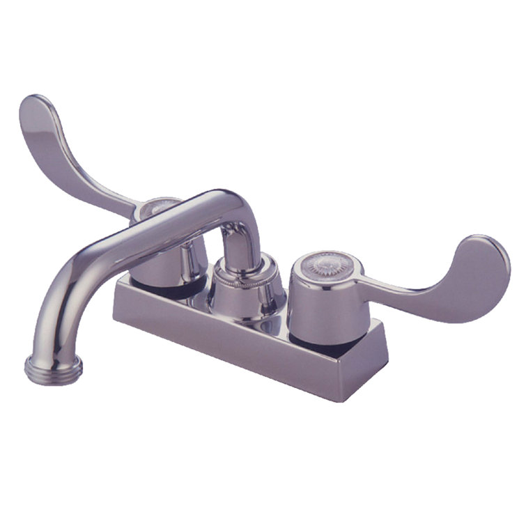 Chrome Centerset Laundry Faucet with Double Wrist Blade Handles