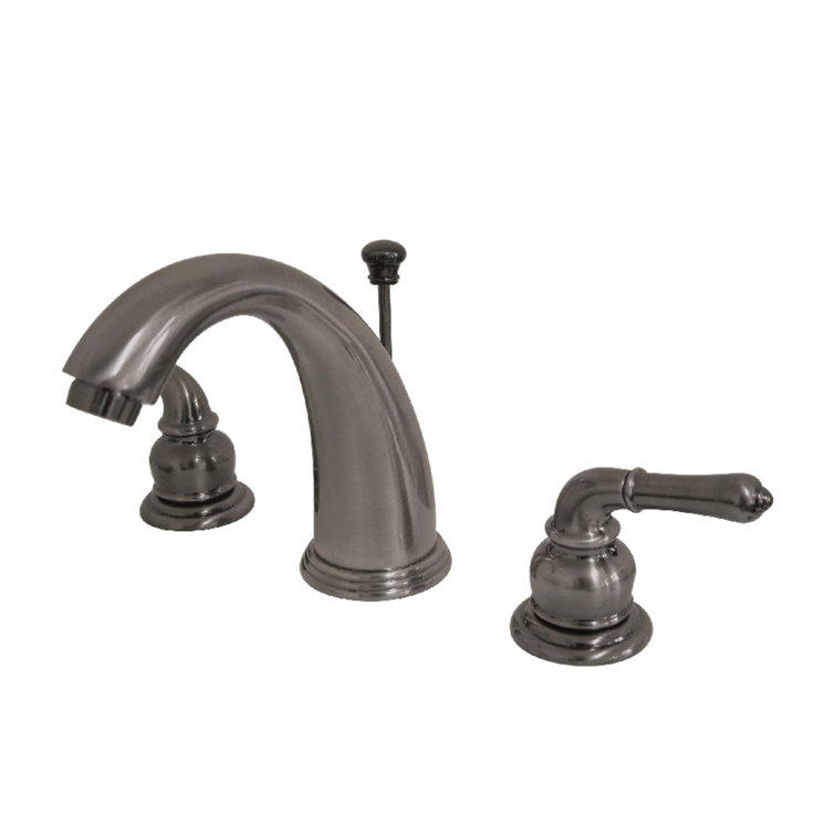 Vintage Nickel Widespread Bathroom Faucet with Drain Assembly