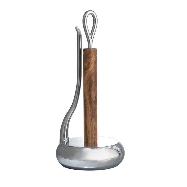 Nambe Alloy and Acacia Wood Loop Towel Holder