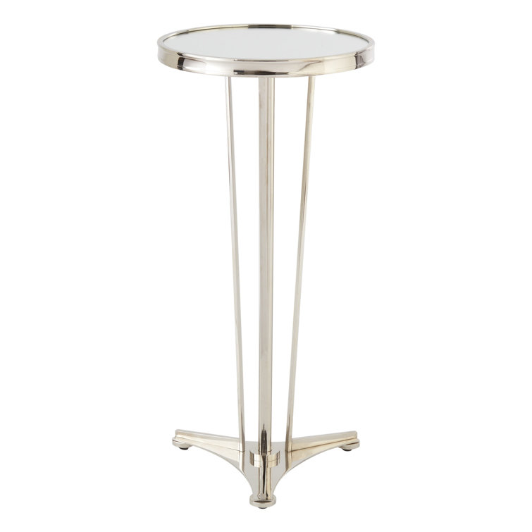 Round Silver Nickel Mirrored Side Table