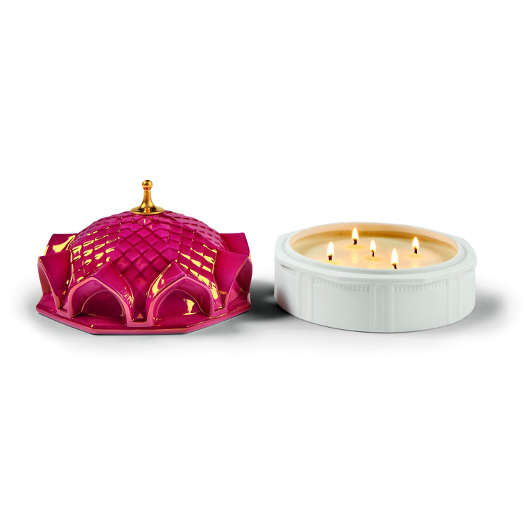 Scheherazade's Quarters Red Porcelain Scented Jar Candle with Gold Accents