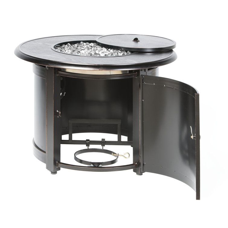 Manchester Black Aluminum Round Gas Fire Pit Table