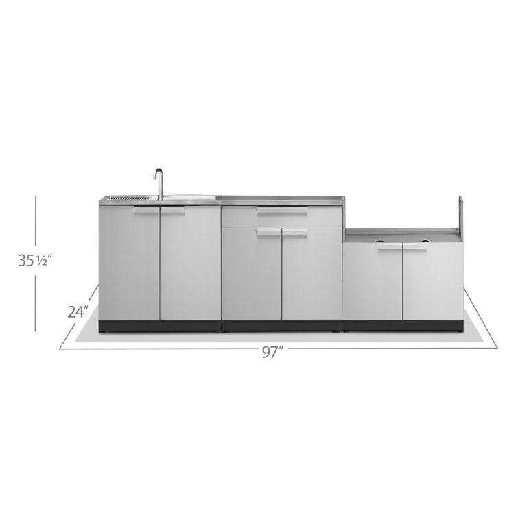 Stainless Steel 97'' Outdoor Kitchen Modular Cabinet Set