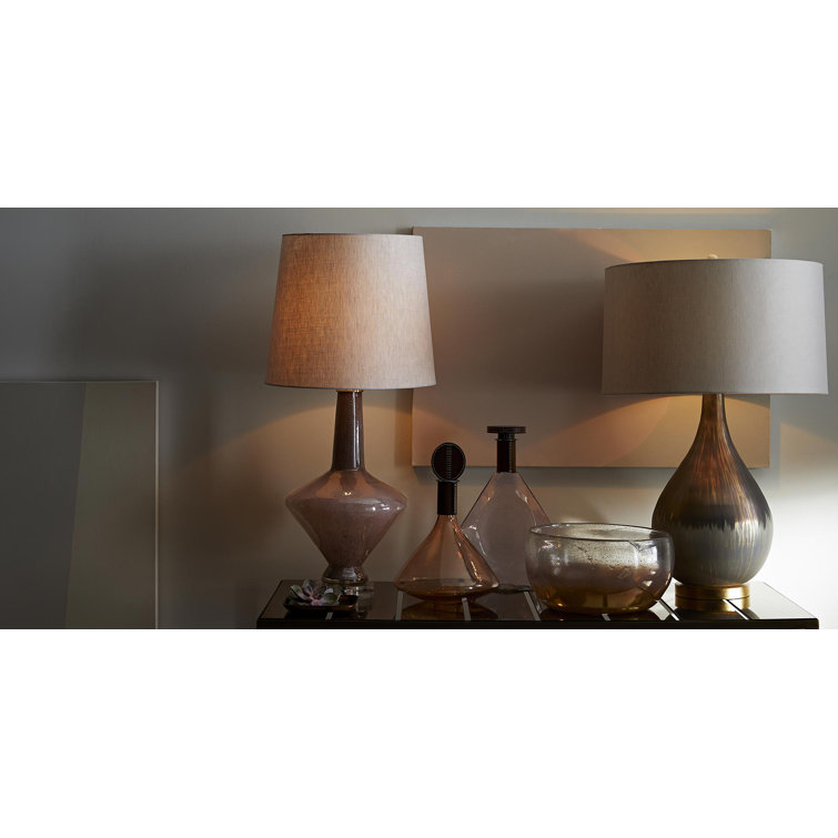 32" Bronze Mercury Glass Table Lamp with Linen Shade