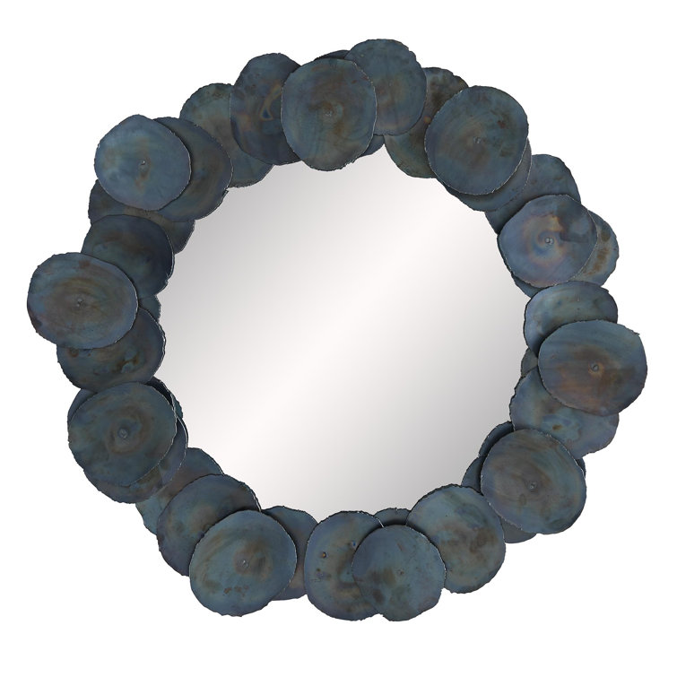 Burnt Iron Industrial Round Wall Mirror