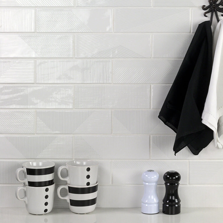 Archer White 2" x 8" Polished Ceramic Subway Wall Tile