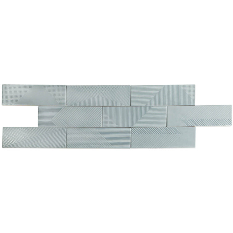 Ash Blue 2" x 8" Polished Ceramic Subway Wall Tile