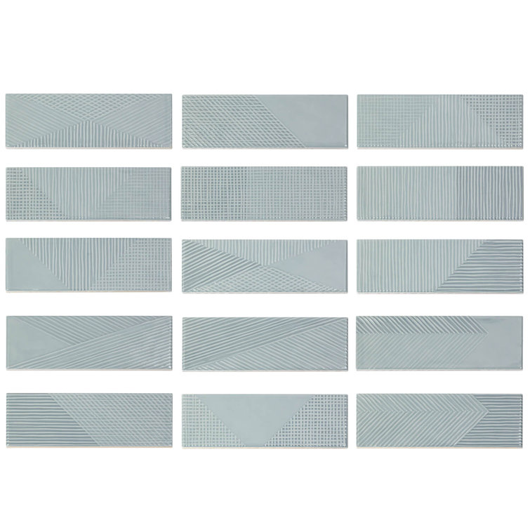Ash Blue 2" x 8" Polished Ceramic Subway Wall Tile