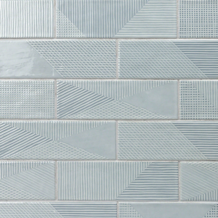 Ash Blue 2" x 8" Polished Ceramic Subway Wall Tile