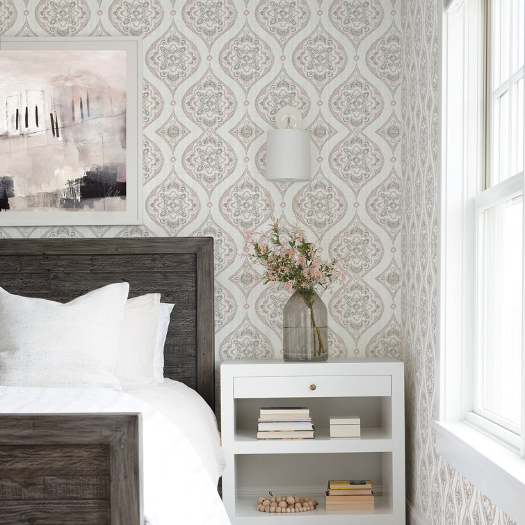 Rose Damask Non-Woven Removable Wallpaper Roll