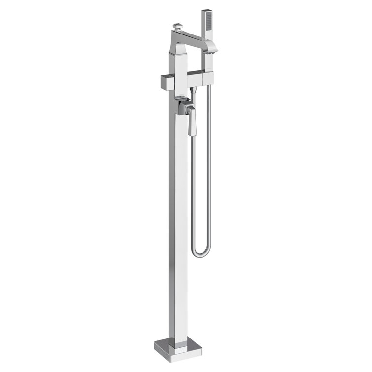 Polished Chrome Freestanding Tub Filler with Hand Shower