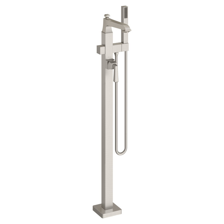 Brushed Nickel Freestanding Tub Filler with Hand Shower