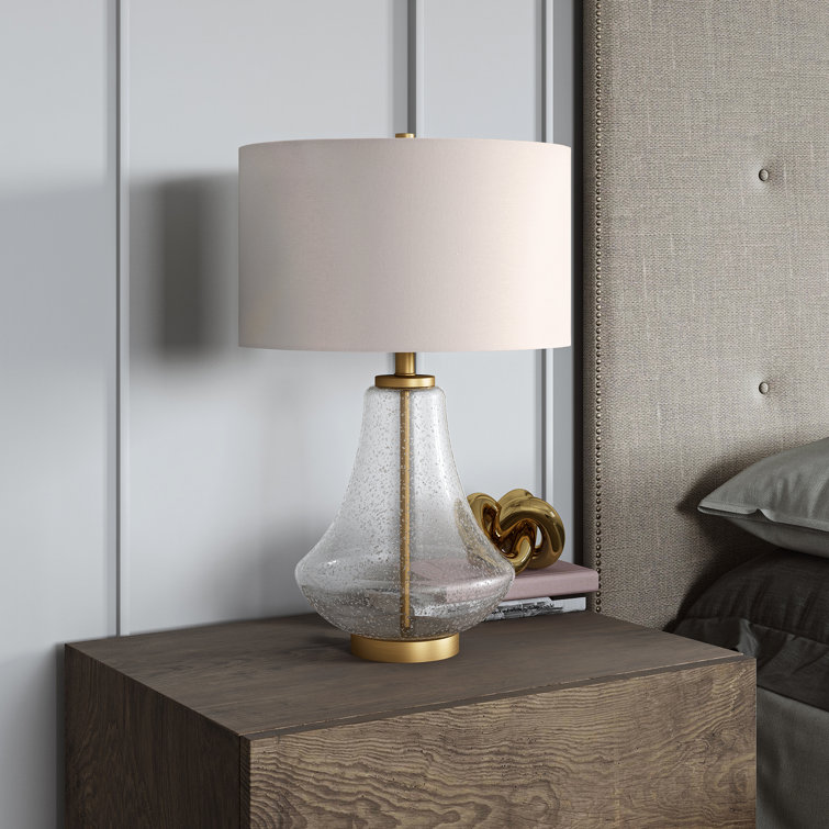 Lagos 23" Kids Brushed Brass Table Lamp with Linen Shade