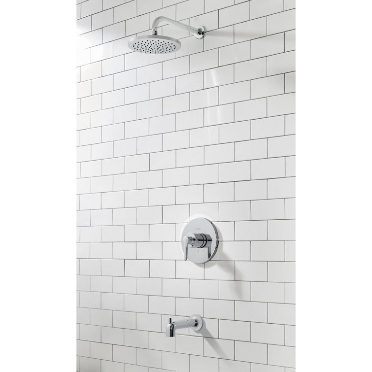 Chrome Wall Mounted Rain Shower and Tub Faucet Set