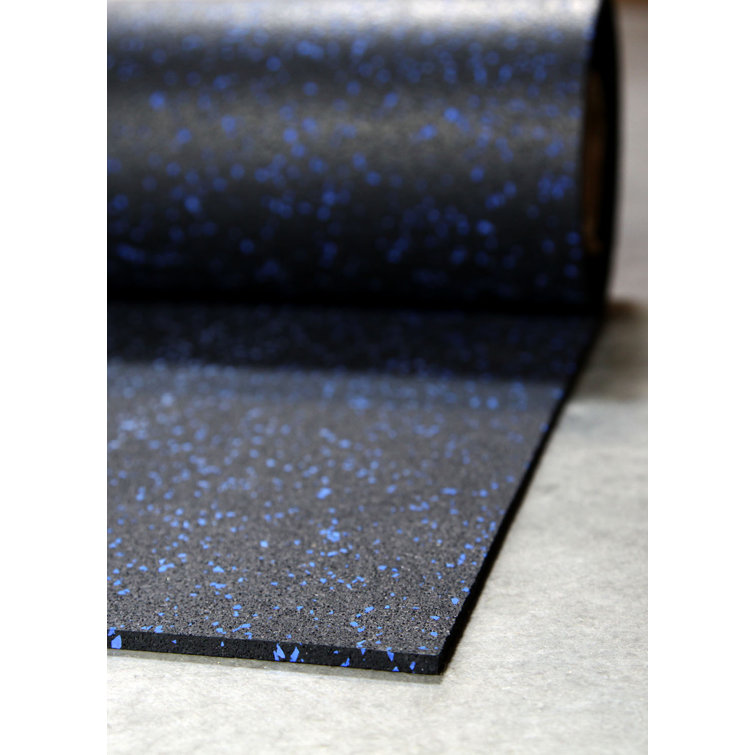 Black and Blue 48'' x 120'' Recycled Rubber Gym Flooring Mat