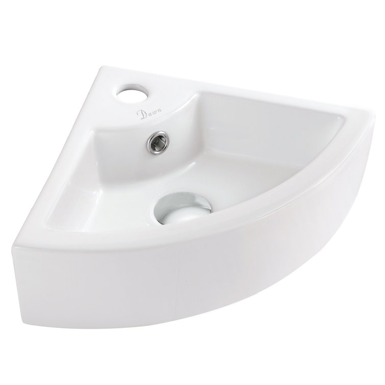 18'' White Ceramic Wall-Mount Corner Bathroom Sink