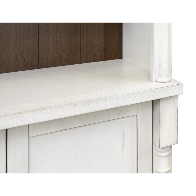 Durham 94" Traditional White & Brown Wood Bookcase with Doors