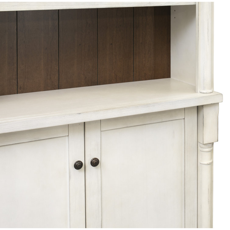 Durham 94" Traditional White & Brown Wood Bookcase with Doors