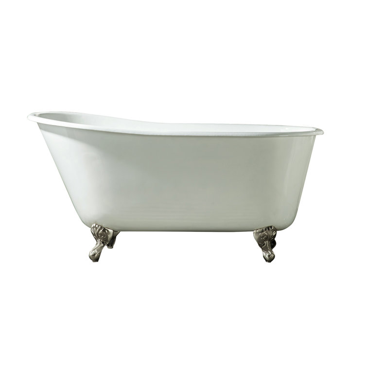 Gareth 53" White Cast Iron Clawfoot Slipper Tub