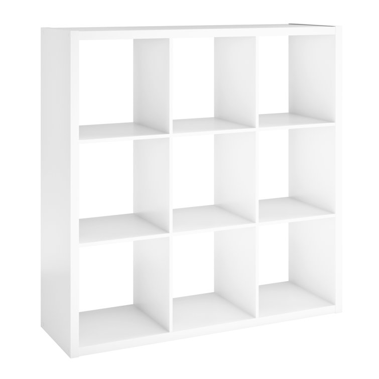 Contemporary White Engineered Wood 9-Cube Organizer for Kids