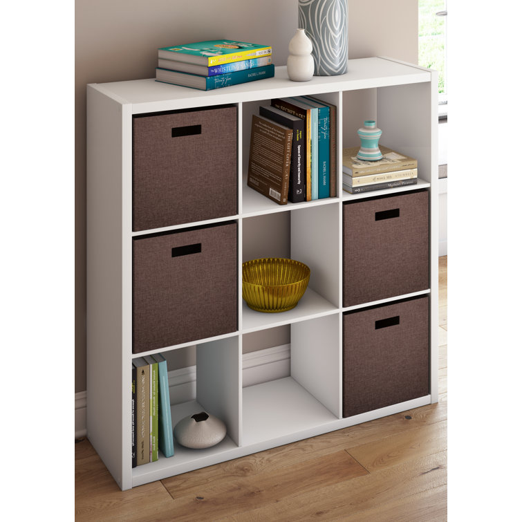 Contemporary White Engineered Wood 9-Cube Organizer for Kids