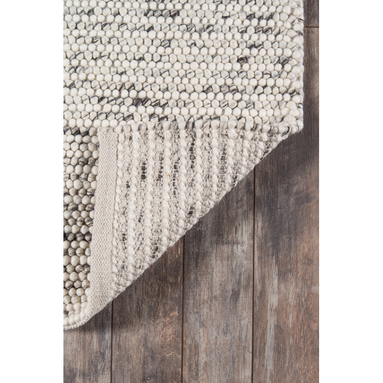 Ivory and Gray Handmade Wool Viscose Tufted Rug, 3' x 5'