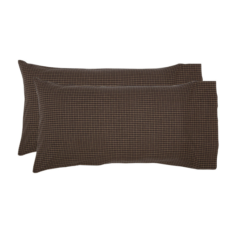 Kettle Grove Black and Tan Plaid Cotton King Pillowcase Set
