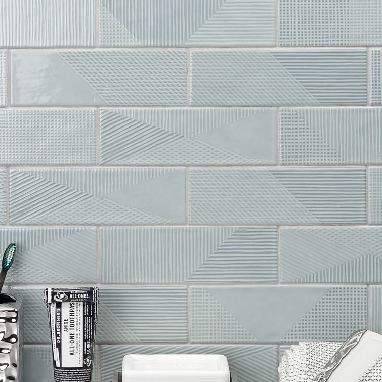Ash Blue 2" x 8" Polished Ceramic Subway Wall Tile