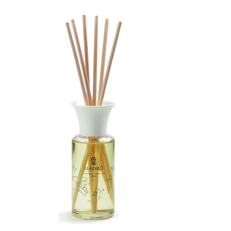 Matte White Porcelain and Oak Perfume Diffuser with Angel Top