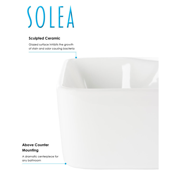 Fen White Ceramic Above-Counter Bathroom Vessel Sink
