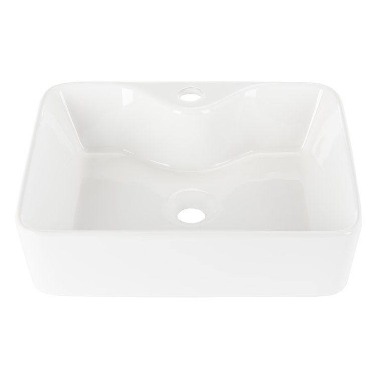 Fen White Ceramic Above-Counter Bathroom Vessel Sink